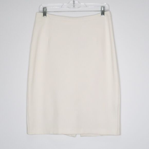 Harve Bernard Womens Pencil Skirt Size 6 White Midi Y2K Minimalist‎ Officecore - Picture 1 of 12